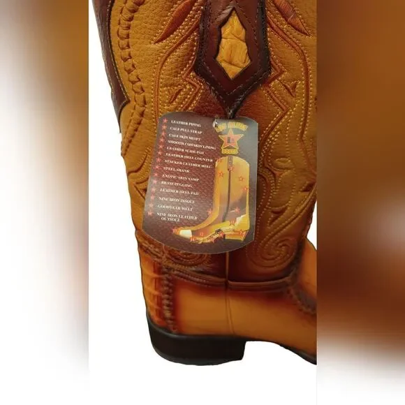 MEN'S LOS ALTOS 3X TOE BOOT. CAIMAN WITH DEER PRINT SIZE 8EE. 19528201.